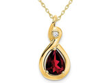 1.40 Carat (ctw) Natural Garnet Drop Pendant Necklace in 14K Yellow Gold with Chain
